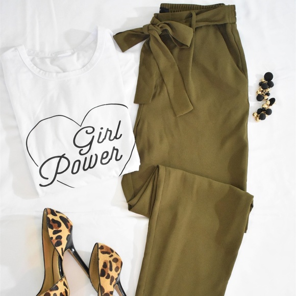 Forever 21 Pants - Women's Front Tie Taper Paper Bag Pant